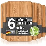 6er-Set Frühstücksbrettchen aus Bambus Holz - 22x14x0,8cm Holzbrettchen Set Brettchen...