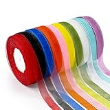 ZADAWERK® Organzaband - Standard - 12 mm x 45 m - 10 Rollen - 10 Farben - Leuchtend -...