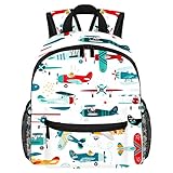 DJROW Kinder-Reise-Tagesrucksack, bunter Flugzeug, Hubschrauber, Schultasche,...