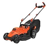 BLACK+DECKER Rasenmäher Akku Rasenmäher Elektro mit Fahrradlenker-Griff (1.400W, 34cm...