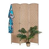 Relaxdays Paravent, 3-teilig, Faltbarer Raumtrenner, HxB 170x120 cm, für innen,...