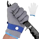 Delamiya Schnittschutzhandschuhe, Schnittfeste Handschuhe Level 5 Schutz, Edelstahl Draht...