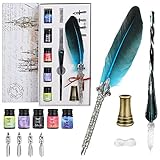 Olasfa Kalligraphie Set Feder Schreibfeder Dip Quill Pen Glasstift Set mit Bunte...
