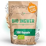Ingwer Kapseln – BIO – 300 Kapseln – 600mg pro Kapsel – Vegan – Frei von...
