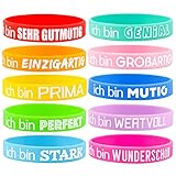 BETESSIN 10 Stücke Motivationsarmbänder Deutsch Inspirierende Silikon Armbänder mit...