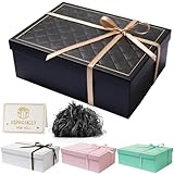 Geschenkbox mit Deckel 25 x 18 x 9 cm, Geschenkbox mit Schleifen, Grußkarten, Raffia...