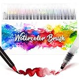 Amteker 24+1 Aquarellstifte Brush Pen Set, Malen, Pinselstifte mit Flexiblen Nylonspitzen,...