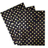 Jwssor Seidenpapier, gepunktet, Schwarz, Gold, 20 Blatt, 50,8 x 35,6 cm, Geschenkpapier...