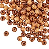 OLYCRAF 120pcs 6 mm Gestreifte Holzperlen Naturholzperlen Runde Holzperlen...