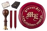 Siegelset gravurART, Siegelstempel mit personalisierten Initialen und Rundtext, incl. 2...