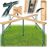 tectake® Stehtisch Quattro als Bierzeltgarnitur, XXL Biertisch aus Holz, klappbar,...
