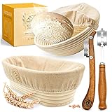 KRUSTENZAUBER Gärkorb zum Brotbacken + Bäckermesser - Set aus 2x Gärkörbchen u. 2x...
