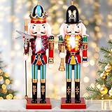 TEWWCEO 30cm Nussknacker Soldaten, 2 Große Holz Weihnachten Nussknacker...
