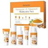 Vitamin C Hautpflege-Set mit Kurkuma für Frauen, Reise-Gesichtsroutine,...