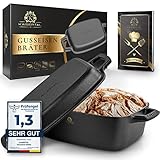 KAISERTAL® Robuster 5in1 Gusseisen Bräter mit Deckel [28cm][6,5L] Schmortopf,...