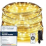 HAUSPROFI Led Lichterschlauch 20m 400LEDs lichterkette mit Fernbedienung für...
