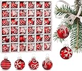 BRUBAKER 36-teiliges Set Weihnachtskugeln mit 3 cm Baumkugeln - Handbemalter...
