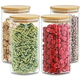 Praknu Vorratsgläser mit Deckel 4er Set - Luftdicht - 1,2 L - Spülmaschinenfest - 8...