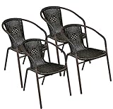 Nexos Trading Terrassenstuhl 4X Bistrostuhl Balkonstuhl Stapelstuhl Rattanstuhl–...