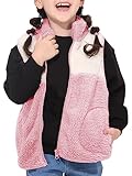 Haloumoning Mädchen Jacke Ärmellose Sherpa Teddy Fleece Kinder Weste Niedliche Jacke mit...