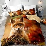 Morbuy Fuchs Drucken Bettbezug Bettwäsche Set 2teilig 135x200 cm, 3D Tierdruck...