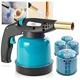 TOM Gas-Lötbrenner im Set – inkl. 4 x 190 g Universal Gaskartuschen – 1300°C –...