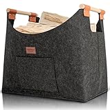 holz4home® Brennholzkorb Holzkorb I Transport von Brennholz I Extra dicker Filz I...