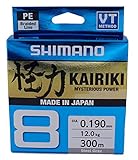 SHIMANO Kairiki 8, 300 Meter, Hellgrau, 0.130mm/8.2kg, 8fach Geflochtene Angelschnur,...