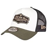 New Era Distressed Patch Olive A-Frame Trucker Cap - One-Size