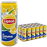 Lipton, Ice Tea, Kalter Tee mit Zitronengeschmack, Kalorienarm mit Stevia, Sleek Format 24...