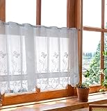 Devola Scheibengardinen transparent Jacquard gardine mit Blumen panneaux gardinen Landhaus...