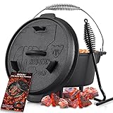 BOLEi BBQ Dutch Oven 【Ca. 9L】Premium Serie Set | Feuertopf Gusseisen | Bräter mit...