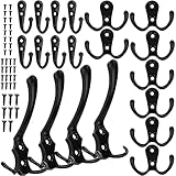 Kleiderhaken Wand 20 Stück Garderobenhaken Schwarz 8 Haken zum Schrauben 8 Doppelhaken 4...