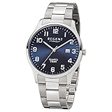 Regent Herren Analog Quarz Uhr mit Edelstahl Armband 11150665