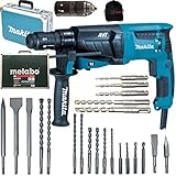 MAKITA Bohrhammer HR2631FT13 mit Wechselfutter + Bohrer-Set im Koffer + Metabo...
