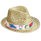 Amakando Stylischer Strohhut - Fedora Hut für Erwachsene/Cooler Panama Party-Hut...