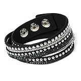 Unique Gems Damen Strass Armband Wickelarmband Kristalle schwarz weiß edles...