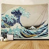 Dremisland Mandala Wandbehang Wandteppich Große Welle Kanagawa Tapisserie...