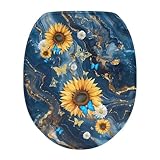 Luarisgur Runde WC-Sitz-Deckelbezüge für Badezimmer, Marmor-Druck, Sonnenblume,...