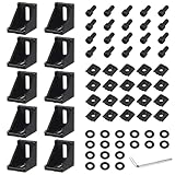 10x EYPINS Befestigungsmaterial Winkel Schwarz, Aluprofil 30x30 Nut 8...