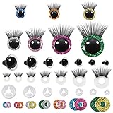 TOAOB 28 Stück 12 bis 30mm Puppenaugen Sicherheitsaugen Kunststoff Basteln Augen Glitter...