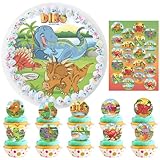 21 Stück Tortenaufleger Dino, 20CM Esspapier Tortendeko Dino mit...