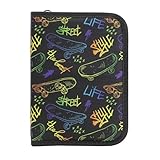 Idena 22078 - Federmappe mit Reißverschluss, Design Skateboard, gefülltes Federmäppchen...