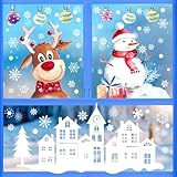 Aquarell Fensterbilder Weihnachten,Selbstklebend Weihnachtsfensterbilder Doppelseitig...
