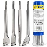 S&R Bohrhammer Meißel-Set SDS-plus, 4-teilig, robust und hitzegehärtet – 1x...