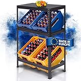 RELLINGER® Getränkekistenregal für 4 Kisten mit Ablage [Geeignet für Jede Kistensorte]...
