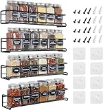 Priksia Gewürzregal Wand, 4er Set Gewürz Organizer Ohne Bohren, Gewürzhalter Hängend...