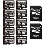 GIGASTONE 16GB MicroSDHC Speicherkarte 10er-Pack + SD Adapter, für...