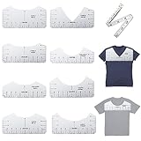 8 Stück T-Shirt Zentrierung Werkzeug, T-Shirt Ausrichtungslineal PVC, Weiß...