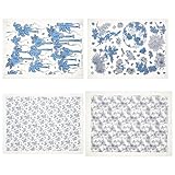 AHANDMAKER 4 Stile Keramik-Abziehbilder, Ton-Transferpapier, Blaue Und Weiße...